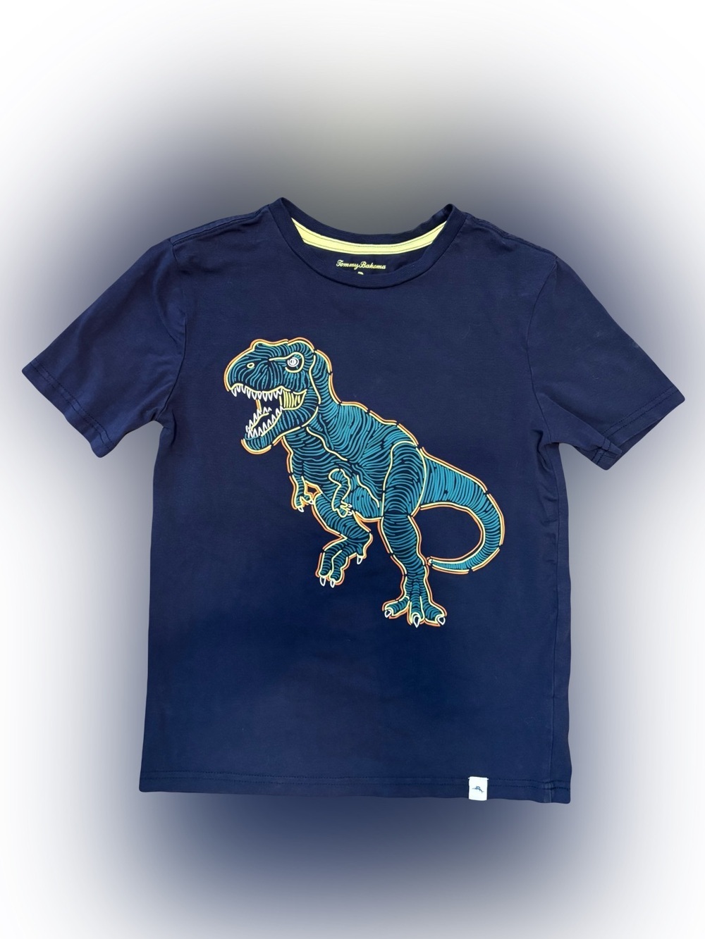 Boys Tommy Bahama T-Rex T-Shirt Size Medium 7/8 Dinosaur Casual Jurassic